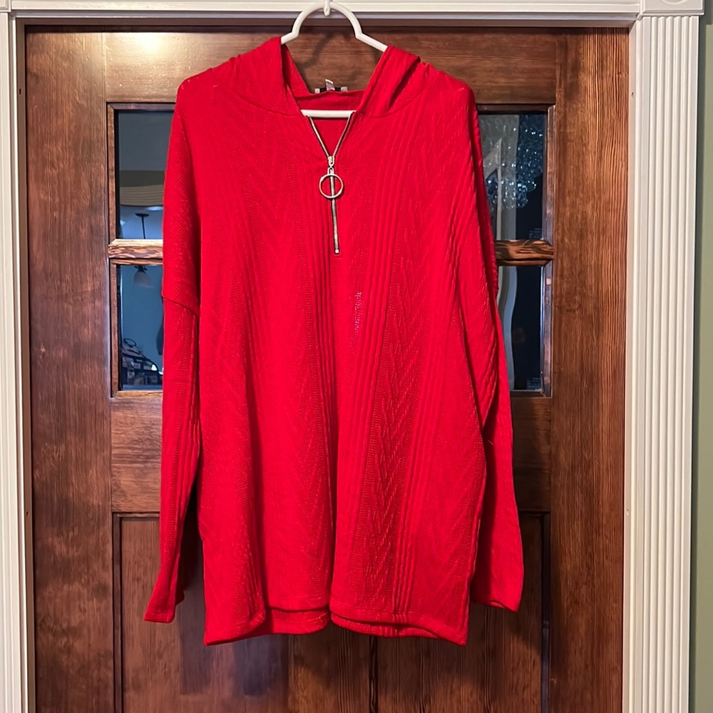 White birch red sweater with hood